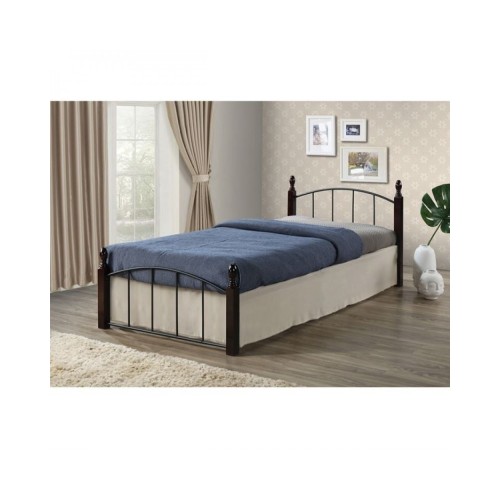 ARAGON Kρεβάτι Ημίδιπλο, για Στρώμα 120x200cm, Μέταλλο Βαφή Μαύρο - Ξύλο Kαρυδί 125x210x76cm Ε8096,0