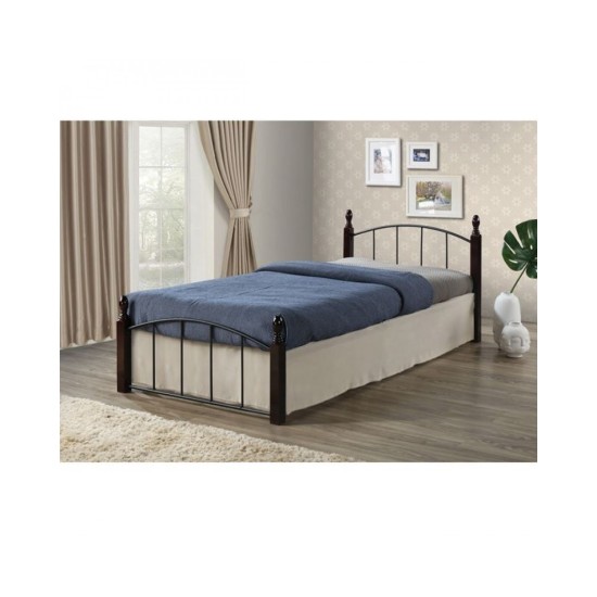 ARAGON Kρεβάτι Ημίδιπλο, για Στρώμα 120x200cm, Μέταλλο Βαφή Μαύρο - Ξύλο Kαρυδί 125x210x76cm Ε8096,0