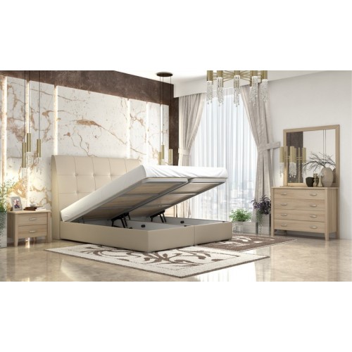 ΚΡΕΒΑΤΙ ΜΕ ΑΠΟΘΗΚΕΥΤΙΚΟ ΧΩΡΟ Νο 60 160Χ200cm ΔΕΡΜΑΤΙΝΗ ΜΠΕΖ ΣΑΒΒΙΔΗΣ