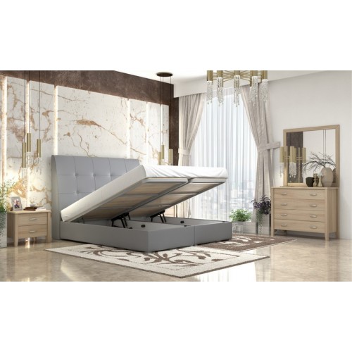 ΚΡΕΒΑΤΙ ΜΕ ΑΠΟΘΗΚΕΥΤΙΚΟ ΧΩΡΟ Νο 60 160Χ200cm ΔΕΡΜΑΤΙΝΗ ΓΚΡΙ ΣΑΒΒΙΔΗΣ