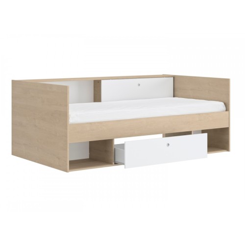 Alicia κρεβάτι μονό 116x204x79εκ. ( για στρώμα 90x200εκ. ) με αποθηκευτικούς χώρους Λευκό/Natural Chestnut Alicia κρεβάτι μονό 116x204x79εκ. ( για στρώμα 90x200εκ. ) με αποθηκευτικούς χώρους Λευκό/Natural Chestnut