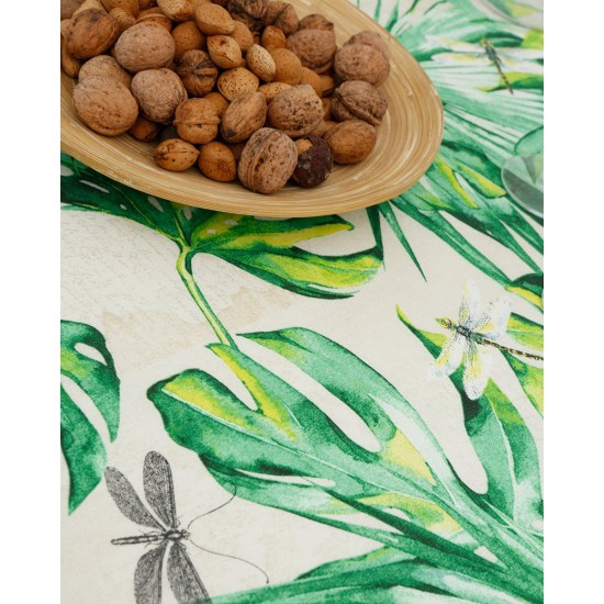 Τραπεζομάντηλο με Σχέδιο Φοίνικες Palmeras 6 ατόμων (140x180cm) Πράσινο