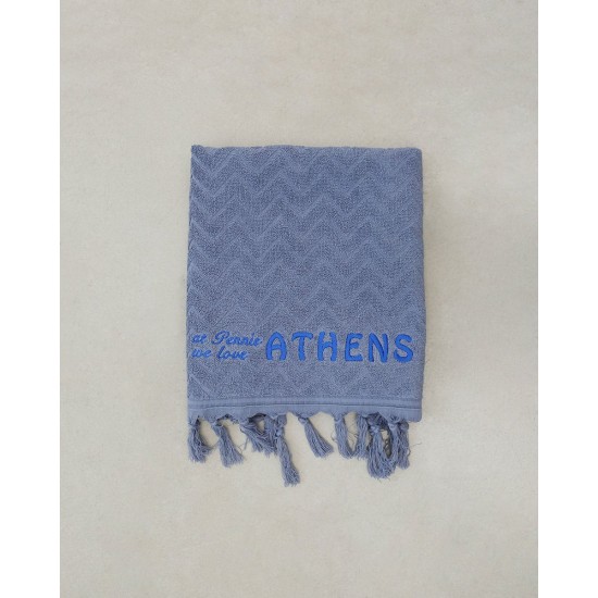 Βαμβακερή Πετσέτα At Pennie We Love Athens Χειρός | 30x50cm Μπλε Raf Βαμβακερή Πετσέτα At Pennie We Love Athens Χειρός | 30x50cm Μπλε Raf