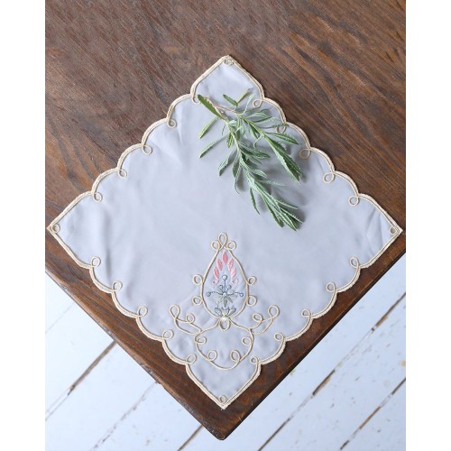 Μπομπονιέρα Κέντημα Ροζ Άνθη Arabesque Bo Maison 30x30cm 30x30cm Μπεζ