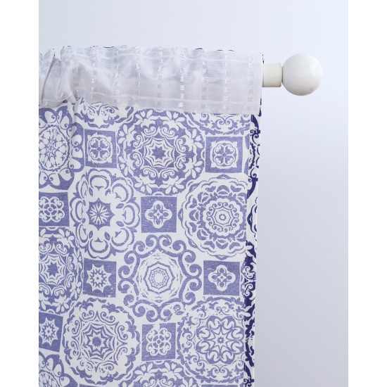 Έτοιμη Ραμμένη Κουρτίνα Azul Παραθύρου (140x160cm)