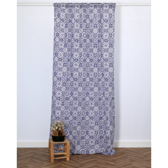 Έτοιμη Ραμμένη Κουρτίνα Azul Παραθύρου (140x160cm)