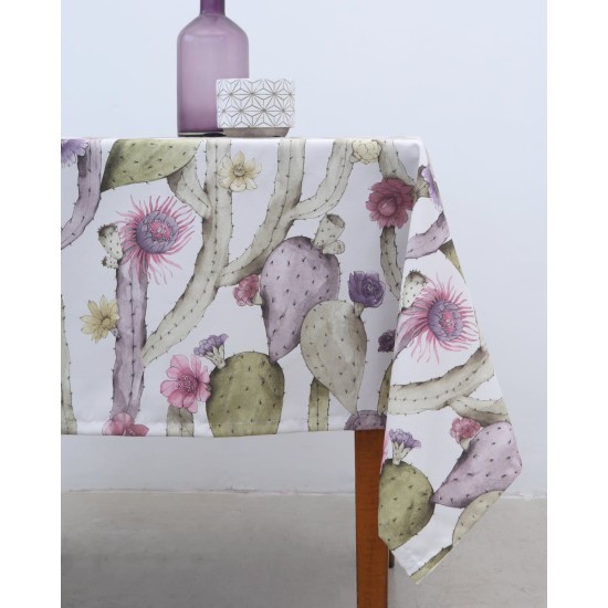 Αλέκιαστο Τραπεζομάντηλο Mexican Cactus 6 ατόμων (155x175cm)