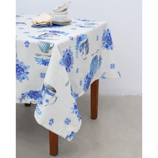 Αλέκιαστο Τραπεζομάντηλο Alice Tea Blue 4 ατόμων (155x155cm)