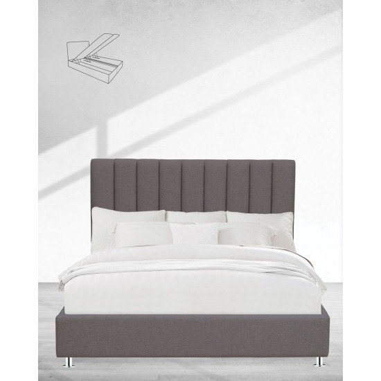Κρεβάτι με Κεφαλάρι & Βάση με Αποθηκευτικό Χώρο Channel Μονή (90x200cm) Ανθρακί