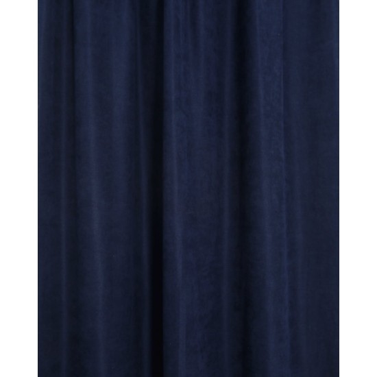 Έτοιμη Ραμμένη Βελούδινη Κουρτίνα Velvet Suede σε 5 Αποχρώσεις Στενό Φύλλο (150X255cm) Μπλε Σκούρο