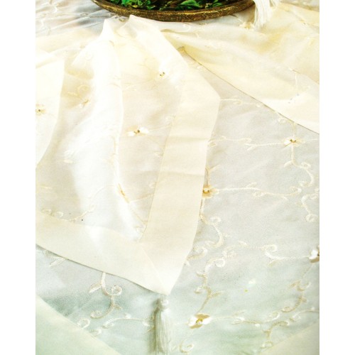 Εκρού Κρεπ Κεντημένo Πετσετάκι Για Μπομπονιέρα με Φούντες Bo Maison 40x40cm 40x40cm Εκρού