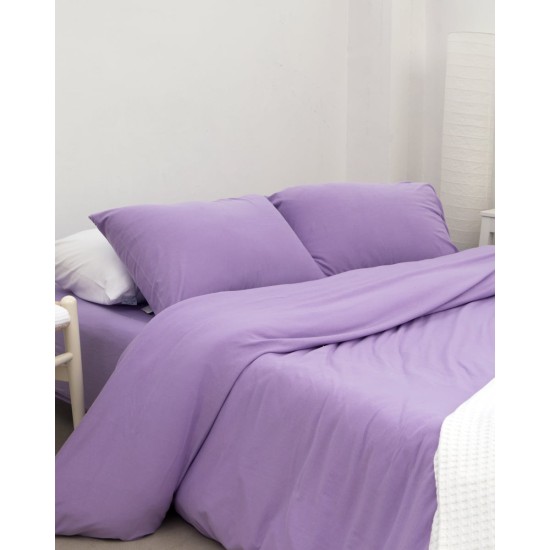 Μακό Βαμβακερό Πανωσέντονο Finejersey Art σε 6 Αποχρώσεις Μονή (165x260cm) Λιλά