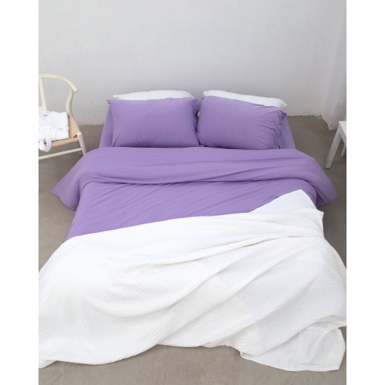 Μακό Βαμβακερό Πανωσέντονο Finejersey Art σε 6 Αποχρώσεις Μονή (165x260cm) Λιλά