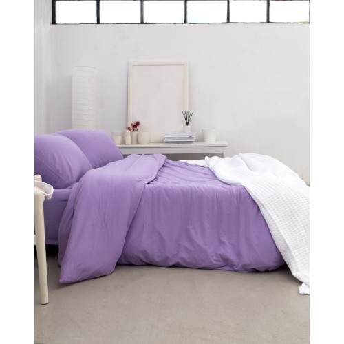 Μακό Βαμβακερό Πανωσέντονο Finejersey Art σε 6 Αποχρώσεις Μονή (165x260cm) Λιλά