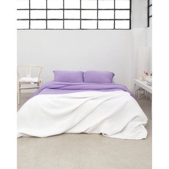 Μακό Βαμβακερό Πανωσέντονο Finejersey Art σε 6 Αποχρώσεις Μονή (165x260cm) Λιλά
