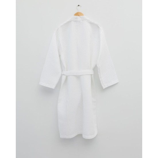 Pima Cotton Waffle Πικέ Μπουρνούζι Κιμονό Oliver Large | XLarge Άσπρο