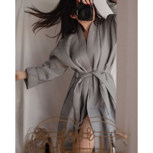 Βαμβακερό Πικέ Μπουρνούζι Osaka Small | Medium Ανθρακί Βαμβακερό Πικέ Μπουρνούζι Osaka Small | Medium Ανθρακί