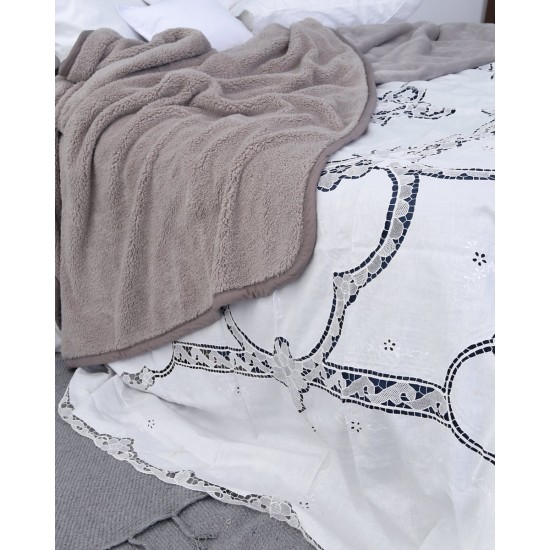 Χειροποίητη Βαμβακερή Κουβέρτα Βελονάκι Dantela Beniz Bo Maison 240x280cm Super Υπέρδιπλη (240x280cm) Άσπρο