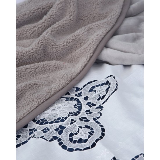 Χειροποίητη Βαμβακερή Κουβέρτα Βελονάκι Dantela Beniz Bo Maison 240x280cm Super Υπέρδιπλη (240x280cm) Άσπρο