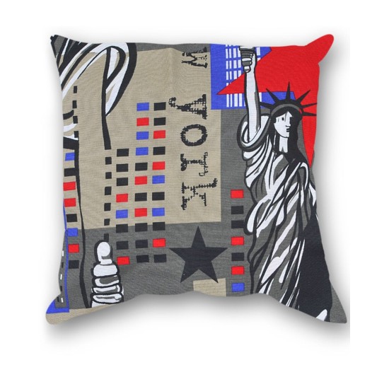 Διακοσμητική Μαξιλαροθήκη New York 65x65cm 65x65cm Γκρι Διακοσμητική Μαξιλαροθήκη New York 65x65cm 65x65cm Γκρι