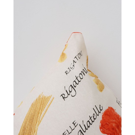 Διακοσμητική Μαξιλαροθήκη με Σχέδιο Ζυμαρικά Pasta 65x65cm Μπεζ