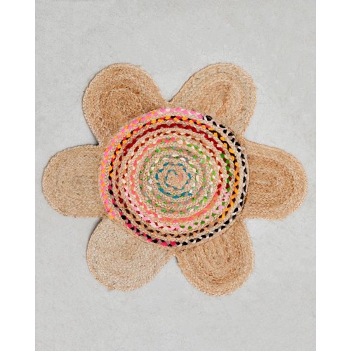 Ψάθινο Οικολογικό Μαργαρίτα Χαλί Γιούτας Βαμβάκι Rodolpho Διάμετρος 90cm Multi