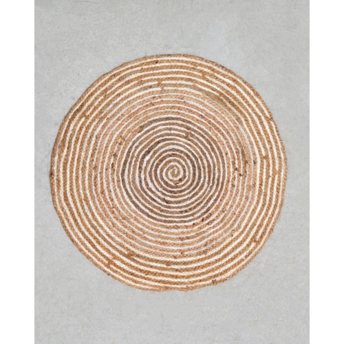 Ψάθα Πλεκτό Οικολογικό Δίχρωμο Στρογγυλό Χαλί Γιούτας Bohemia Διάμετρος 200cm