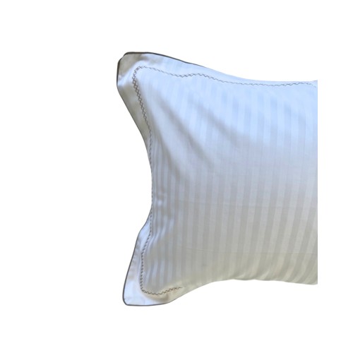 Oxford Βαμβακοσατέν Μαξιλαροθήκη με Κάθετη Ρίγα και Κέντημα Ρόμβο, Ραφή Αλυσίδα Redon 50x70 5cm Γκρι