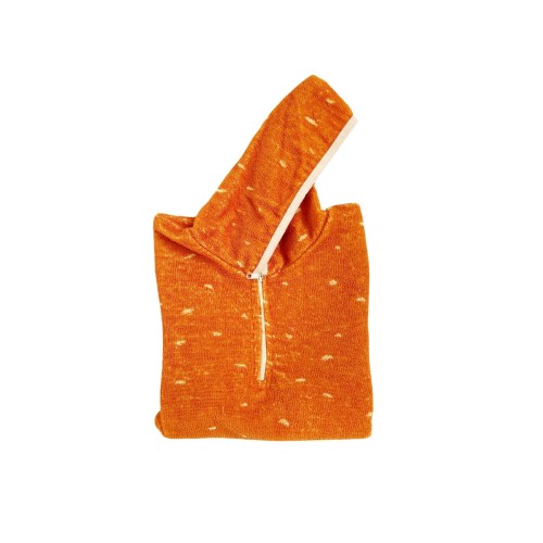 Βαμβακερό Βελουτέ Ζακάρ Παιδικό Πόντσο Πισίνας Με Άσπρες Πιτσιλιές Hicky  One Size (45x50cm) Πορτοκαλί