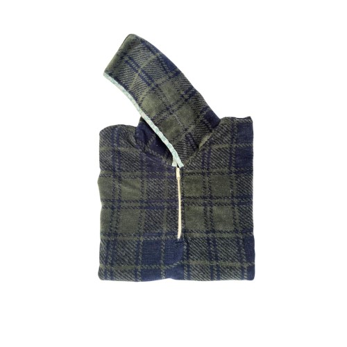 Βαμβακερό Βελουτέ Ζακάρ Παιδικό Πόντσο Πισίνας Καρώ Πράσινο-Μπλέ Hicky  One Size (45x50cm) Πράσινο