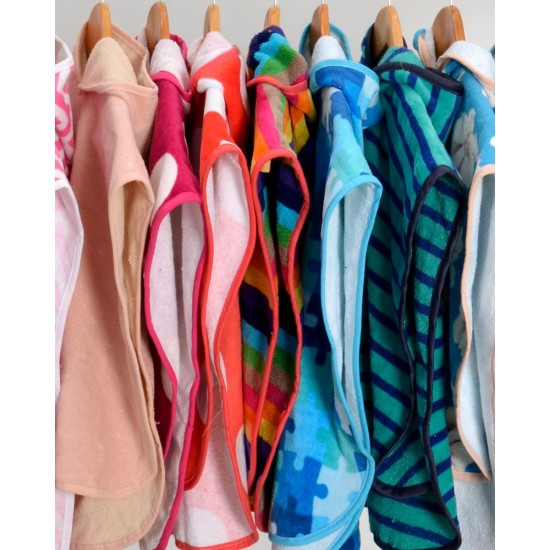 Βαμβακερό Βελουτέ Ζακάρ Παιδικό Πόντσο Πισίνας Καρώ Hicky  One Size (45x50cm) Κόκκινο