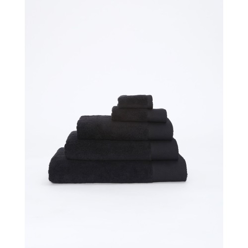 Βαμβακερή Πετσέτα με Φαρδιά Πικέ Φάσα Capital 700gsm Χειρός | 30x50cm Μαύρο