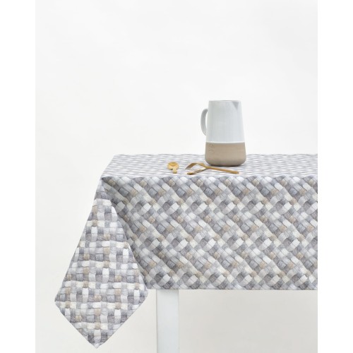 Τραπεζομάντηλο με Διαγώνιο Σχέδιο Banastro σε 2 Αποχρώσεις 6 ατόμων (140x180cm) Γκρι