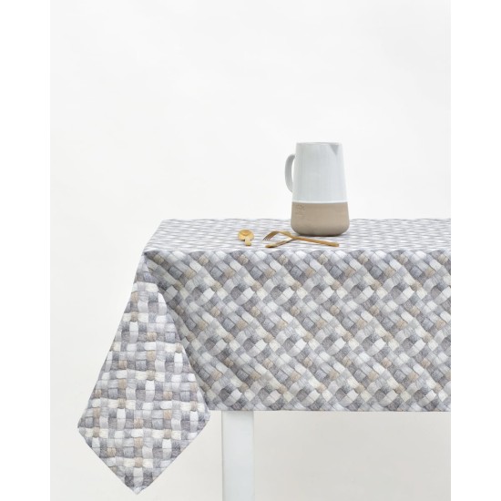 Τραπεζομάντηλο με Διαγώνιο Σχέδιο Banastro σε 2 Αποχρώσεις 6 ατόμων (140x180cm) Γκρι