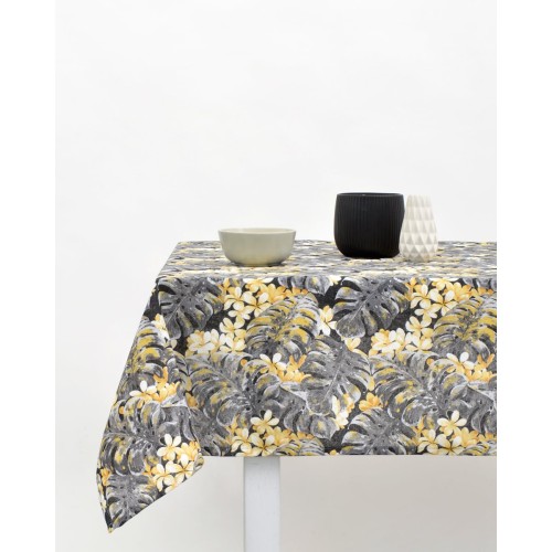 Τραπεζομάντηλο Σχέδιο Φύλλα Filipinas σε 2 Αποχρώσεις 6 ατόμων (140x180cn) Ανθρακί