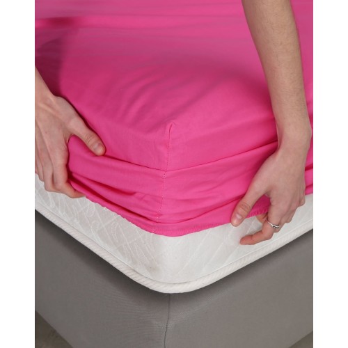 Βαμβακερό Σεντόνι με Λάστιχο Daker Υπέρδιπλη (160x200 32cm) Φούξια