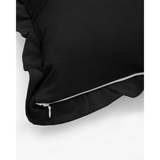 Διακοσμητική Μαξιλαροθήκη Stonewashed Luxury σε 7 Αποχρώσεις 60x60cm Μαύρο