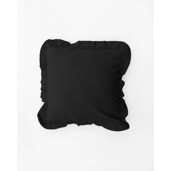 Διακοσμητική Μαξιλαροθήκη Stonewashed Luxury σε 7 Αποχρώσεις 60x60cm Μαύρο