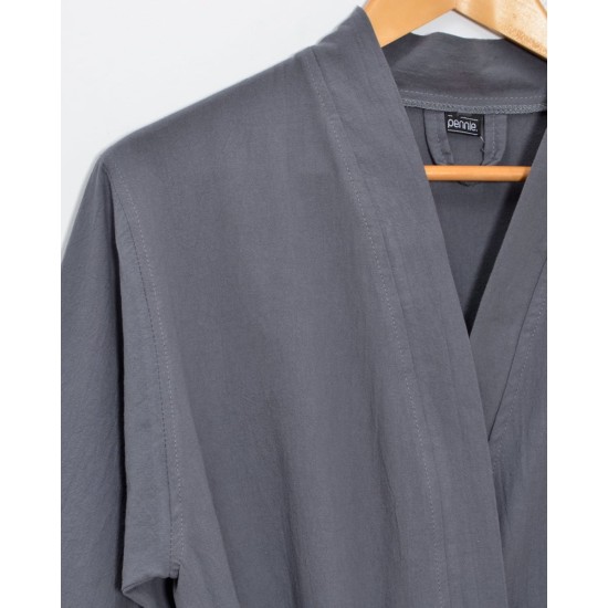 Μονόχρωμη Ρόμπα Stonewashed Luxury σε 7 Αποχρώσεις Small Ανθρακί