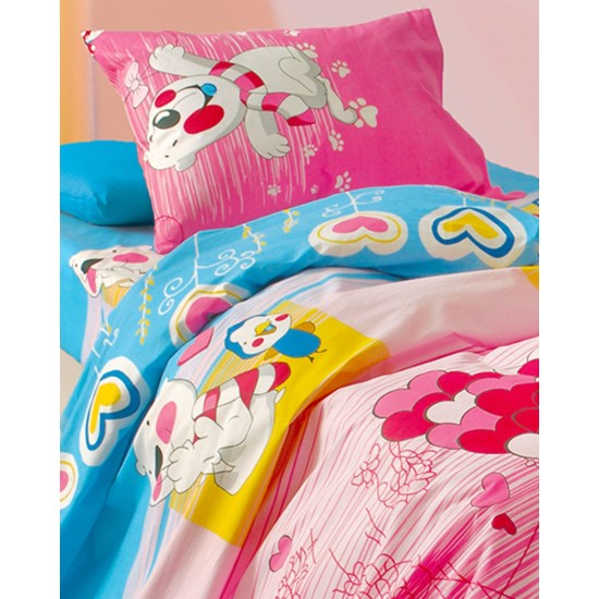 Βαμβακερό Παιδικό Ζεύγος Μαξιλαροθήκες Polar Bear & Penguin 50x70cm 50x70cm Ροζ