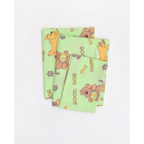 Βαμβακερό Σετ 3 Τεμαχίων Βρεφικά Σεντόνια Κούνιας Happy Dog σε 3 Αποχρώσεις 120x160cm Κούνιας (120x160cm) Λαχανί