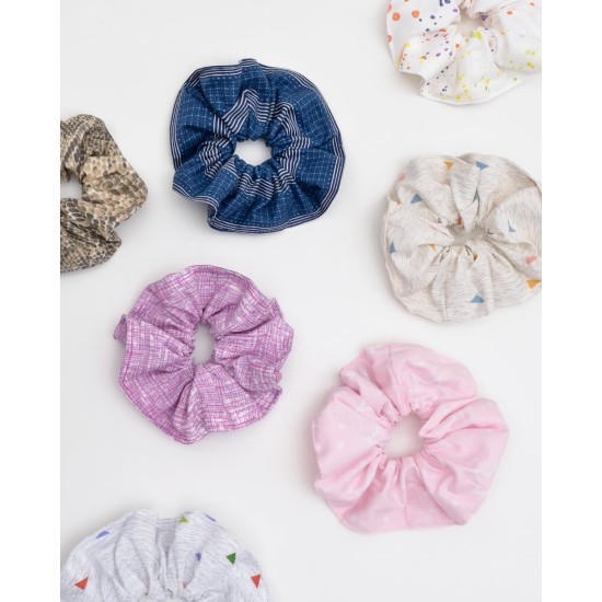 Scrunchies Λαστιχάκι Μαλλιών Triangles With Blue. Μπλε Scrunchies Λαστιχάκι Μαλλιών Triangles With Blue. Μπλε