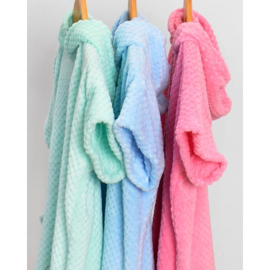 Χειμερινό Παιδικό Πόντσο Coral Fleece με Κέντημα Sweet Dreams Baby 60x65cm One Size (60x65cm) Σιέλ