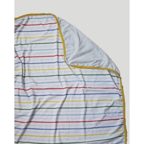 Βρεφική Βαμβακερή Κουβέρτα Λίκνου με Πολύχρωμο Ριγέ Baby Hug 90x70cm.  Λίκνου (90x70cm) Σιέλ