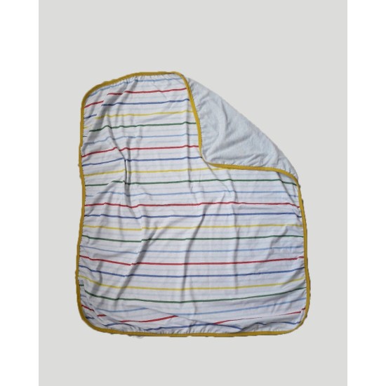 Βρεφική Βαμβακερή Κουβέρτα Λίκνου με Πολύχρωμο Ριγέ Baby Hug 90x70cm.  Λίκνου (90x70cm) Σιέλ