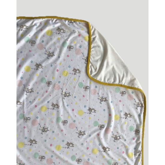 Βρεφική Βαμβακερή Κουβέρτα Λίκνου με Λαγουδάκια & Αρκουδάκια Baby Hug 90x70cm.  Λίκνου (90x70cm) Άσπρο