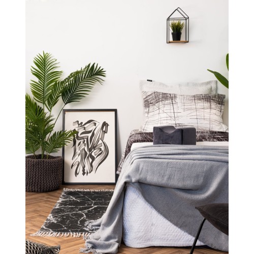 Microsilk Κομποζέ Εμπριμέ Oxford Ζεύγος Μαξιλαροθήκες Μελιτζανί-Άσπρο Sketch Nano 50x70 5cm 50x70 5cm Μελιτζανί