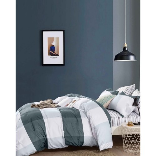 Microsilk Κομποζέ Εμπριμέ Oxford Ζεύγος Μαξιλαροθήκες Άσπρο-Πράσινο Καρό Nano 50x70 5cm 50x70 5cm Multi