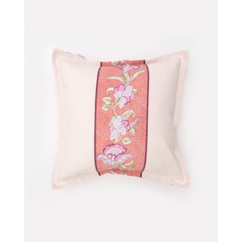 Λονέτα Διακοσμητική Μαξιλαροθήκη Ριγέ Φλοράλ Bolonia.  40x40cm Off White - Blush