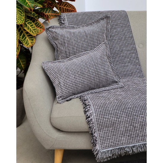 Σενίλ Διακοσμητική Oxford Μαξιλαροθήκη Ramnus σε 4 Αποχρώσεις 30x45 2cm Ανθρακί